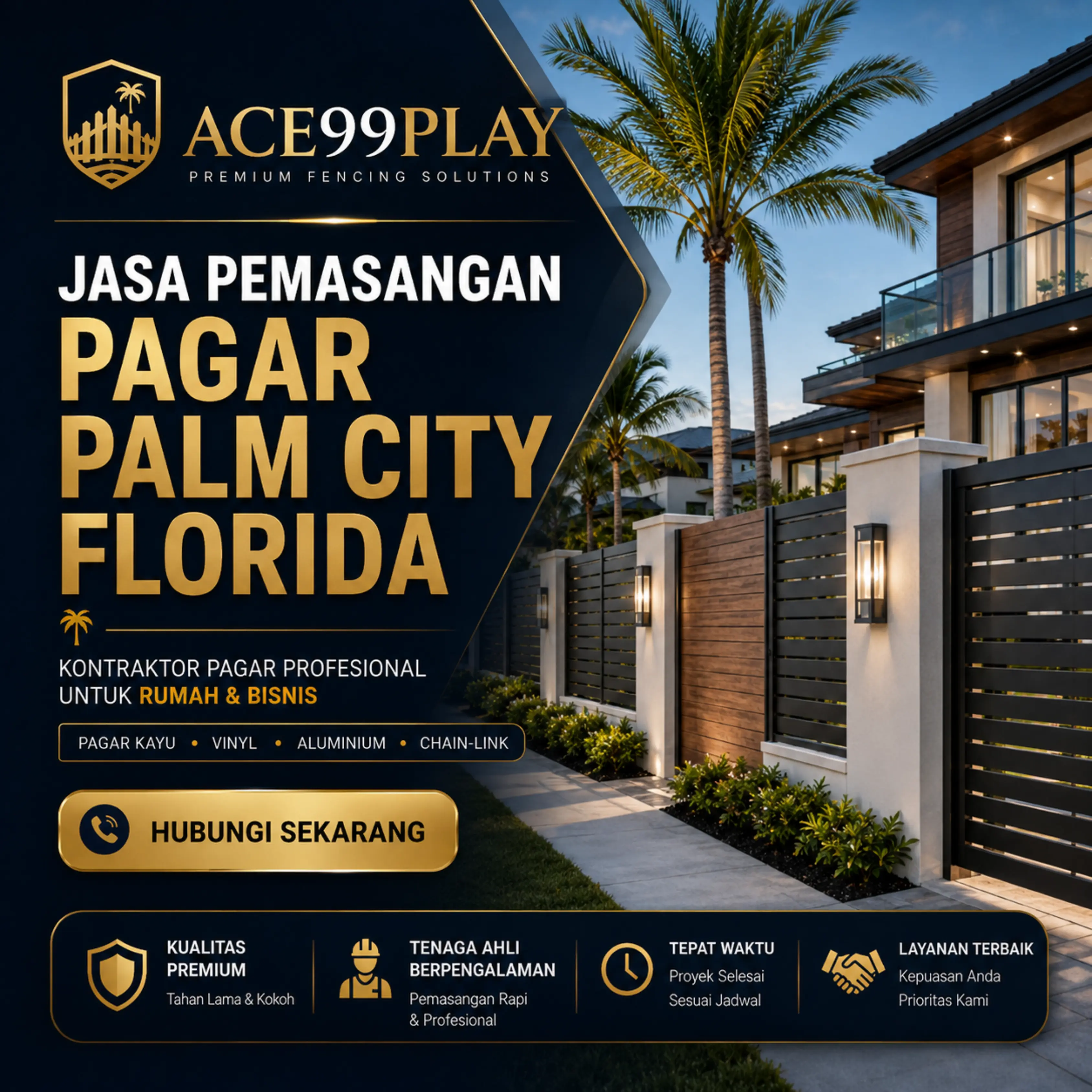 banner Ace99play: Jasa Pemasangan Pagar Palm City Florida | Kontraktor Pagar Profesional